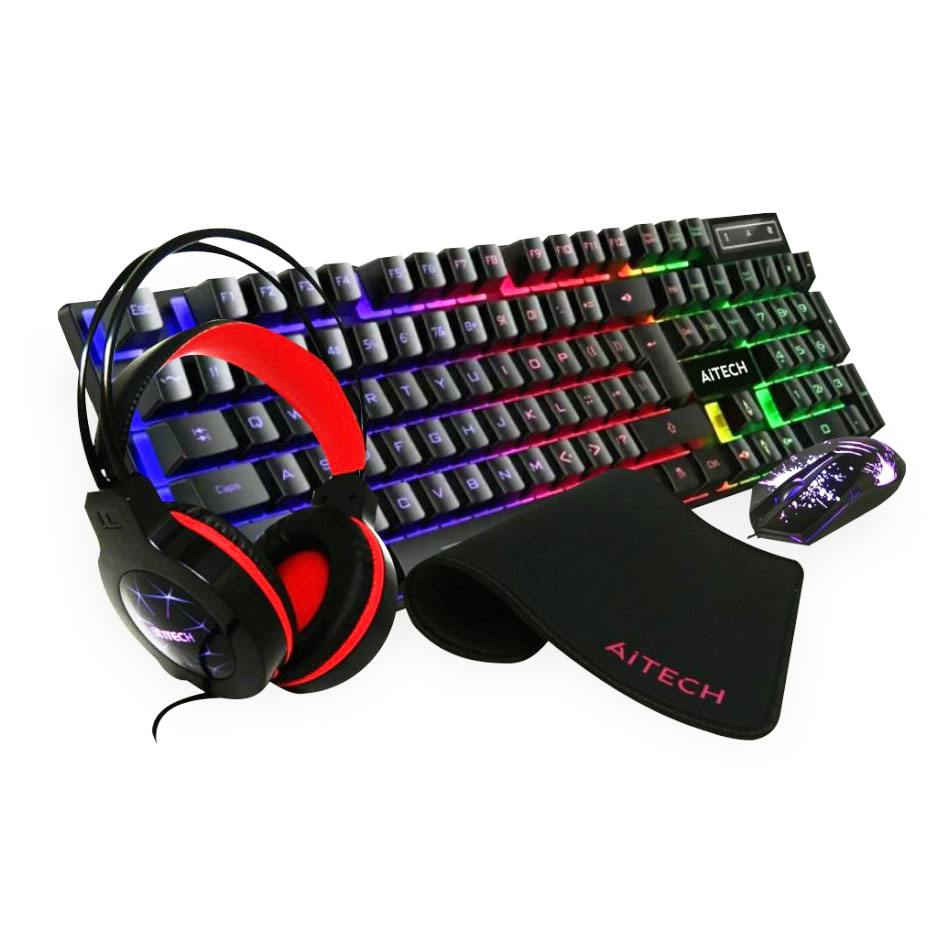 Combo Teclado + Mouse + Pad + Auricular Gamer Aitech GG 01